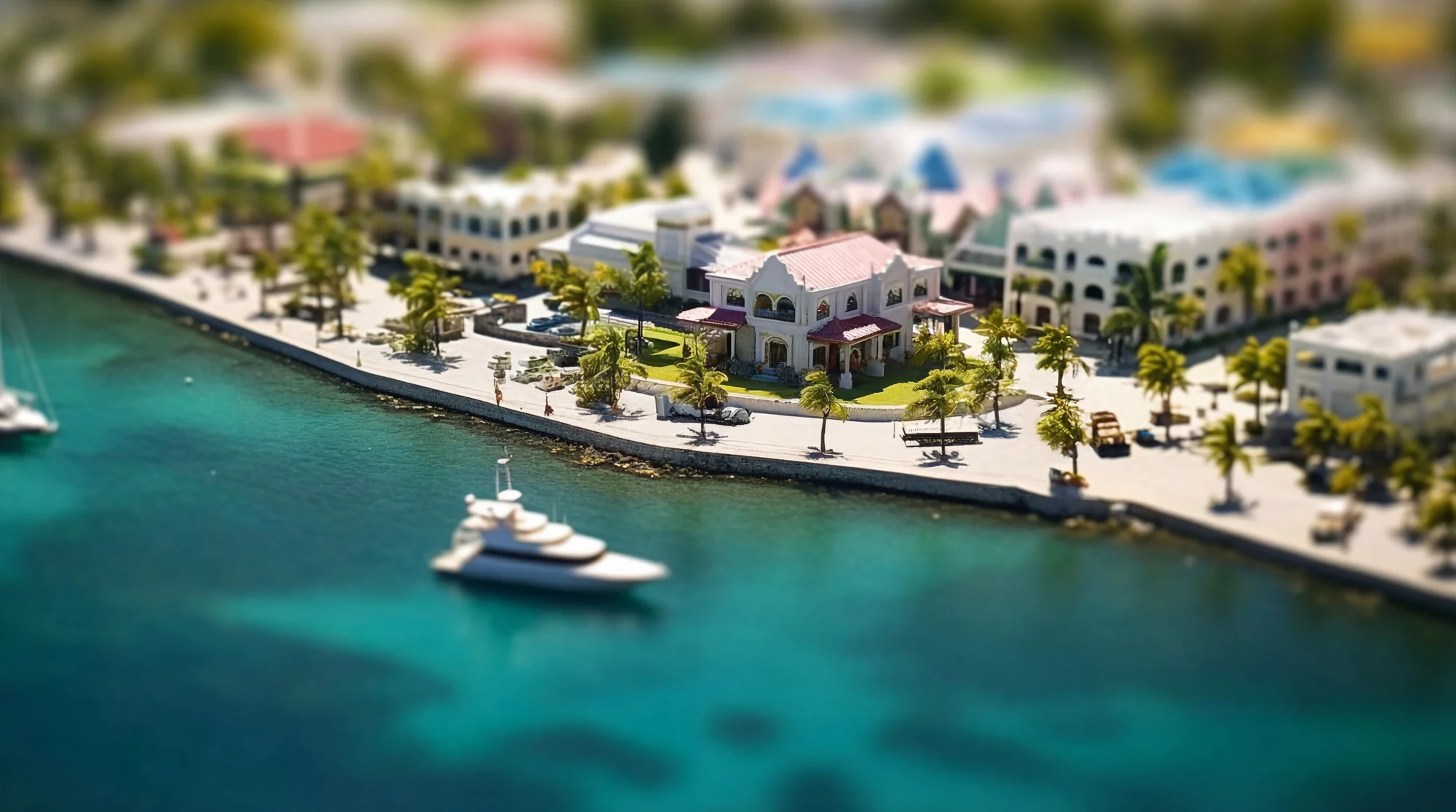 Tropical island aerial view